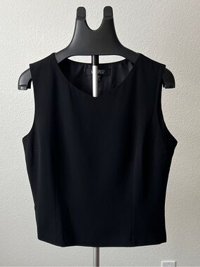 Kasper Black Structured Sleeveless Shell Top Size 14